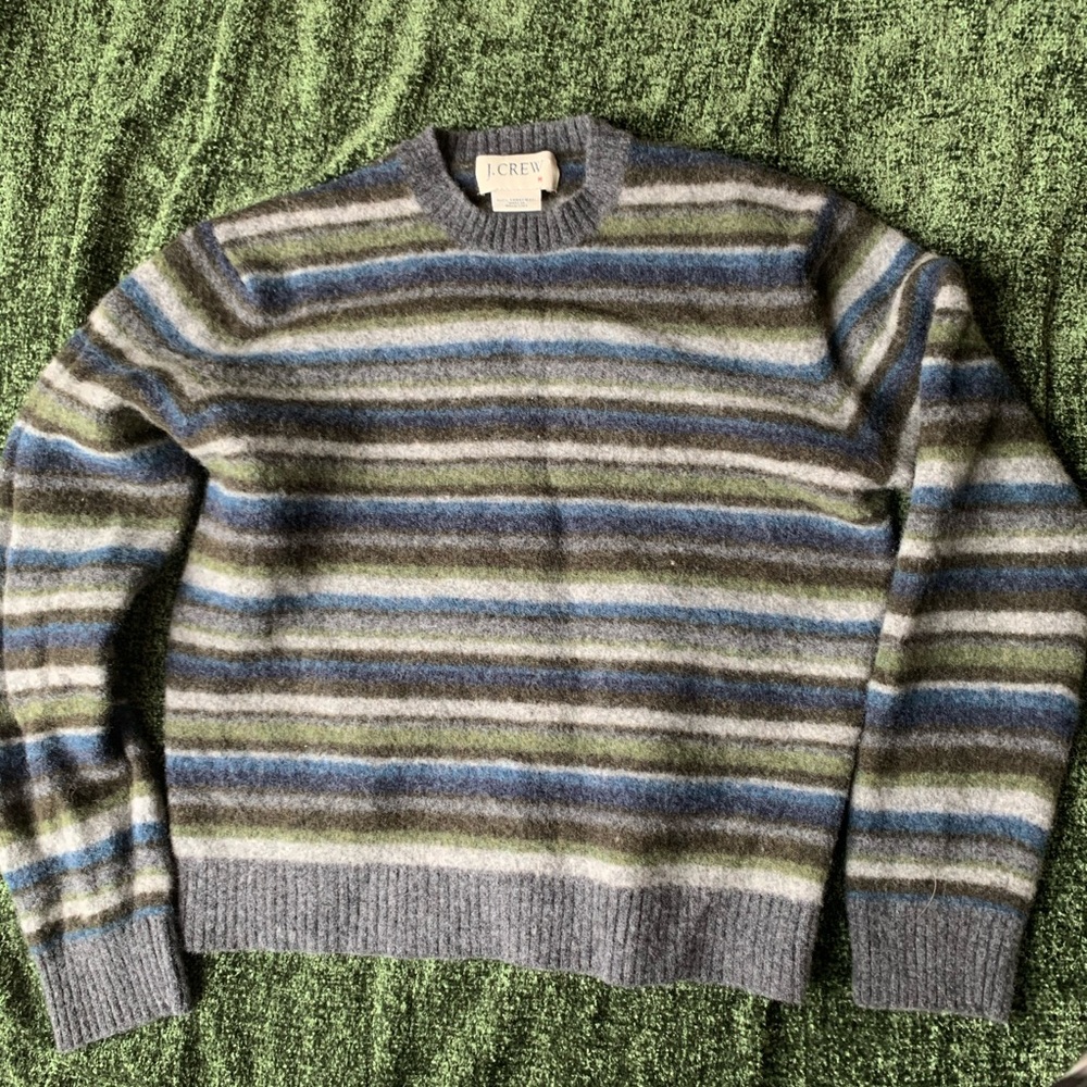 J Crew Lambswool Striped Sweater